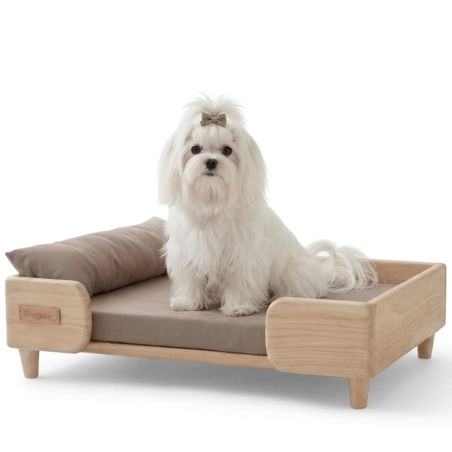 Elevated Pinewood Cushion Pet Bed