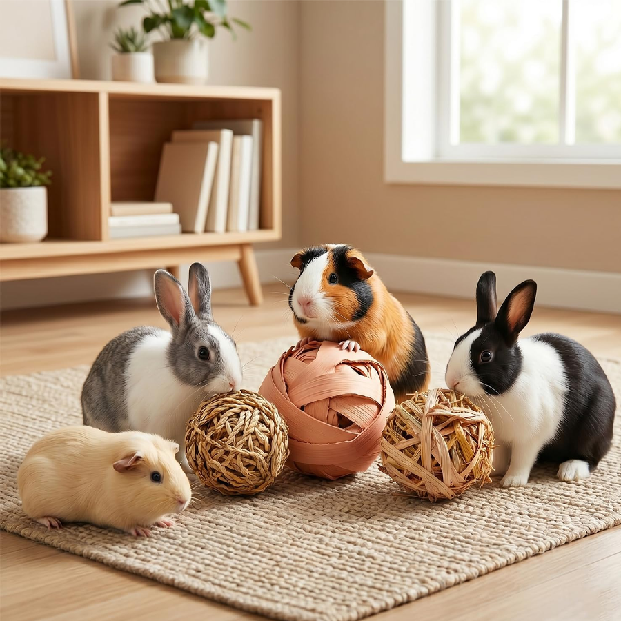 Handwoven Natural Chew Ball Trio
