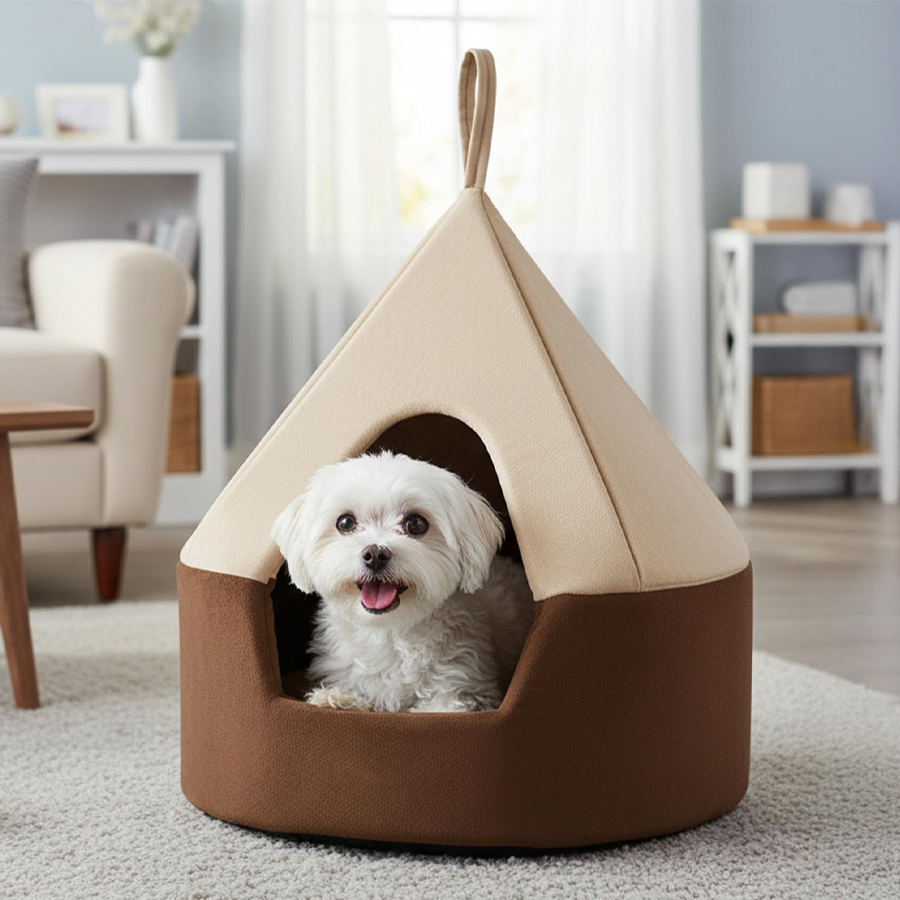 Soft Velvet Foldable Pet Cave Bed